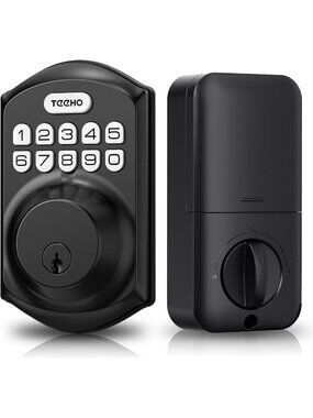 Keyless Entry Deadbolt with Keypad, Matte Black, 20 User Codes, Waterproof